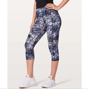 Lululemon Athletica Navy Floral Capris
